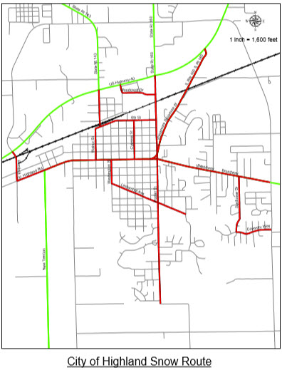 City of Highland Snow Route Map